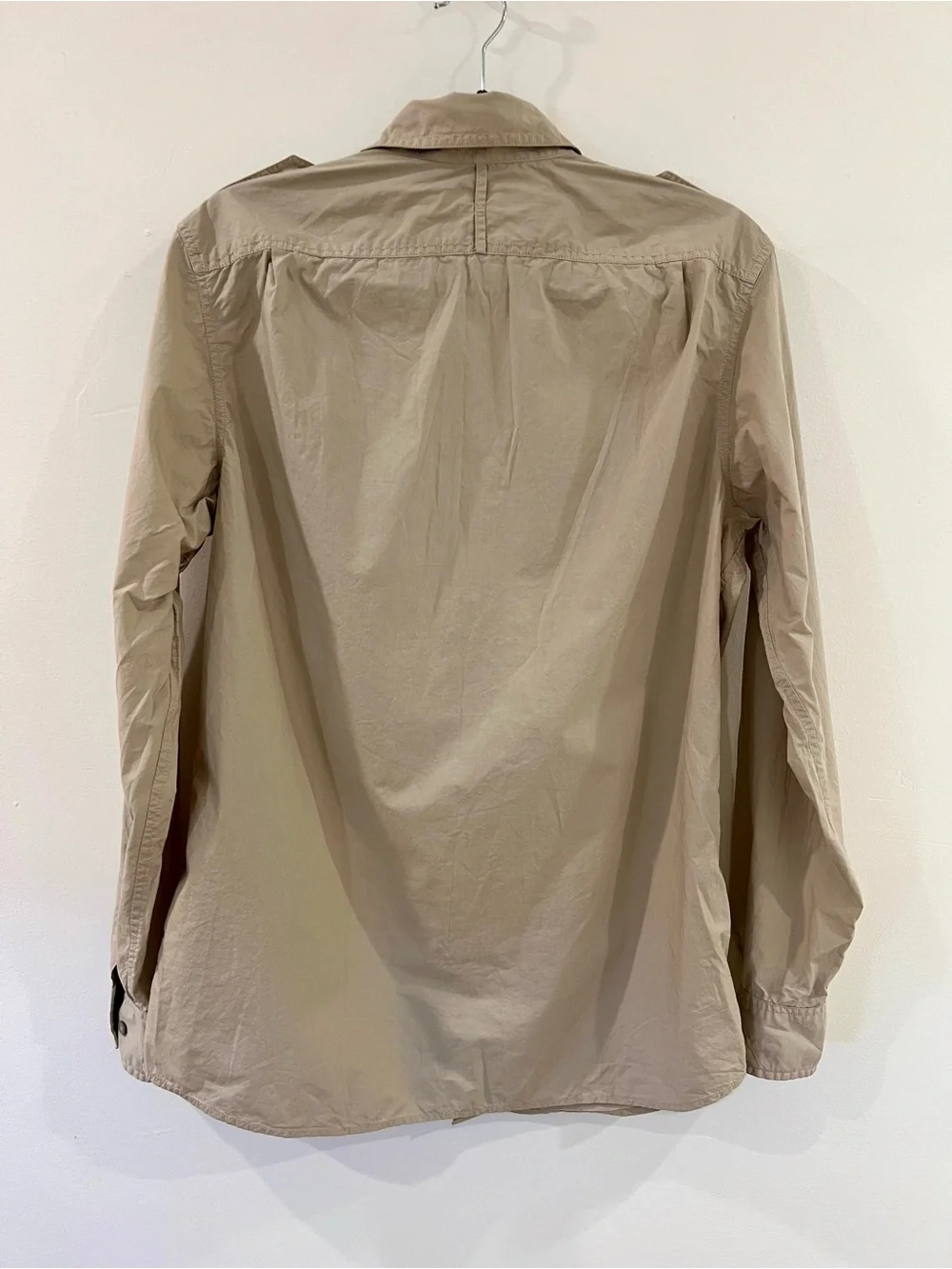 Banana Republic Mens M Military Shirt Khaki Epaulets Safari Cotton Pockets